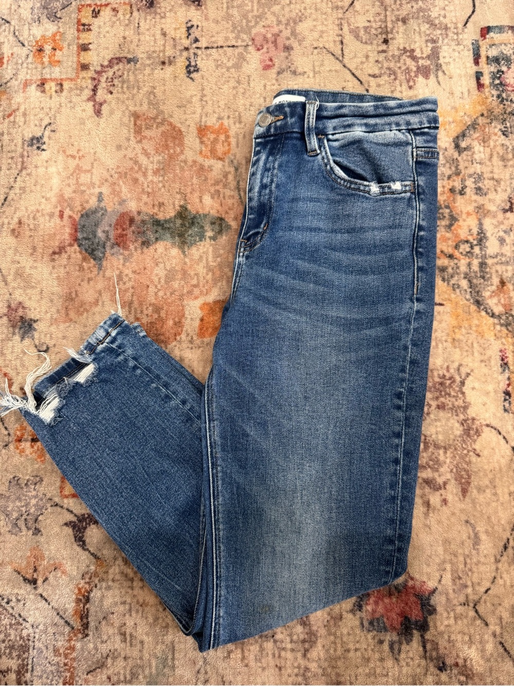 Flying Monkey Distressed Ankle Crop Jeans in Blue